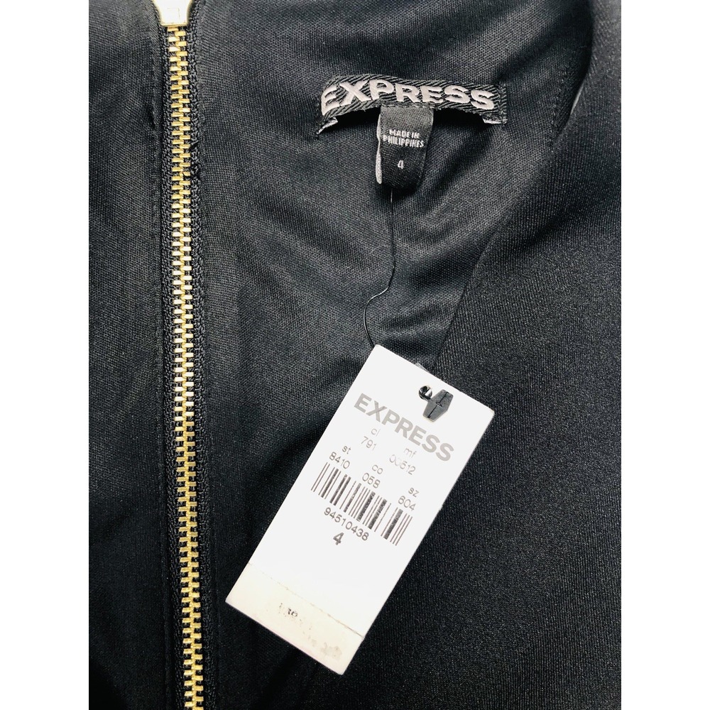 Express Womens 4 Black Cutout Stretch Cocktail Dress A Line Crossover 8410-058 - Picture 6 of 12